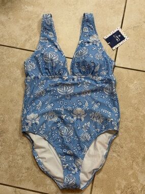 Roller Rabbit - Women's Floral Vines Empire Waist One Piece Swim medium new